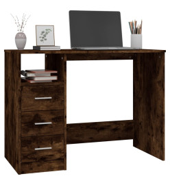 Bureau avec tiroirs Chêne fumé 102x50x76 cm Bois d'ingénierie