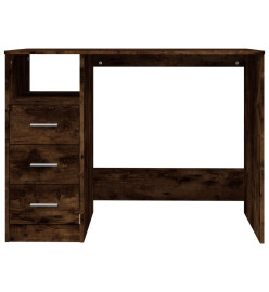 Bureau avec tiroirs Chêne fumé 102x50x76 cm Bois d'ingénierie