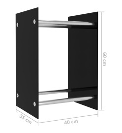 Portant de bois de chauffage Noir 40x35x60 cm Verre