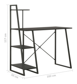 Bureau avec étagère Noir 102x50x117 cm