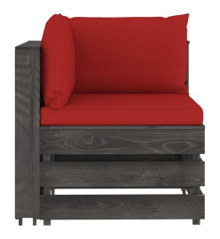 Salon de jardin 6 pcs avec coussins Bois imprégné de gris