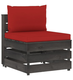 Salon de jardin 6 pcs avec coussins Bois imprégné de gris