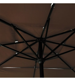 Parasol à 3 niveaux avec mât en aluminium Taupe 2,5x2,5 m