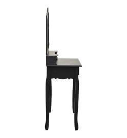 Ensemble de coiffeuse avec tabouret Noir 80x69x141 cm Paulownia