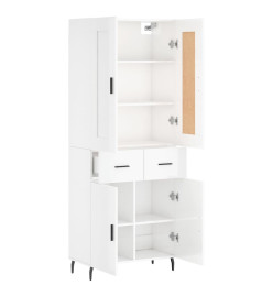 Buffet haut Blanc brillant 69,5x34x180 cm Bois d'ingénierie