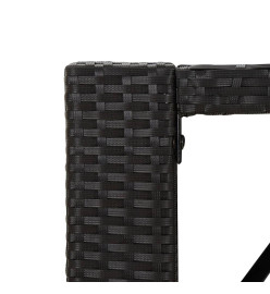 Table de bar et dessus en verre noir 185x80x110 cm poly rotin