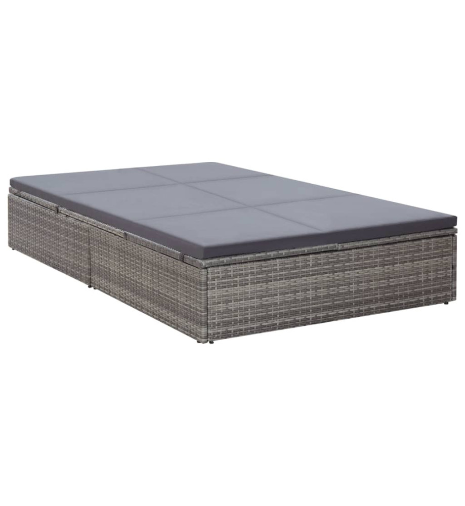 Chaise longue double avec coussin Résine tressée Gris Chaise longue double avec coussin Résine tressée Gris