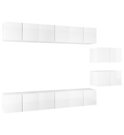 Meubles TV 8 pcs Blanc brillant Aggloméré