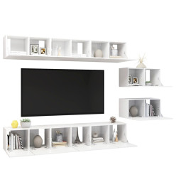 Meubles TV 8 pcs Blanc brillant Aggloméré