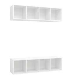 Meubles TV muraux 2 pcs Blanc Aggloméré