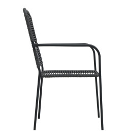 Chaises de jardin 2 pcs Corde en coton et acier Noir