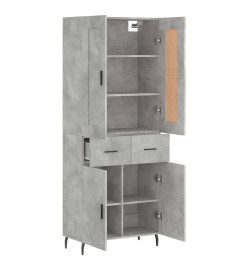 Buffet haut Gris béton 69,5x34x180 cm Bois d'ingénierie