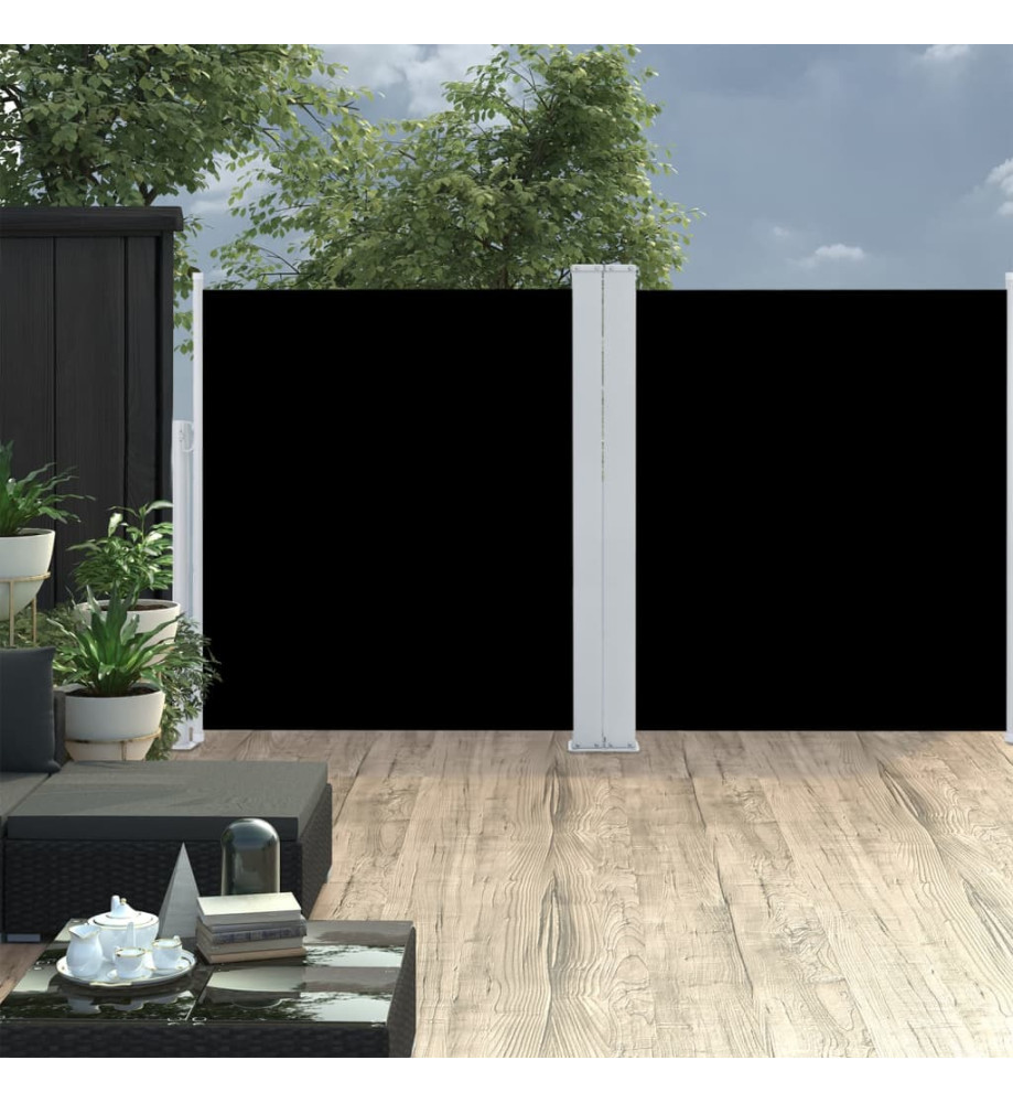 Auvent latéral double rétractable de patio 170x600 cm Noir