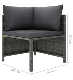 Canapé de jardin à 2 places avec coussins Gris Résine tressée
