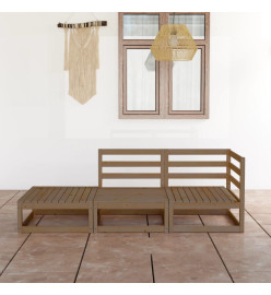 Salon de jardin 3 pcs Marron miel Bois de pin massif