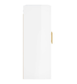 Armoires murales 2 pcs blanc brillant bois d'ingénierie