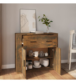 Buffet Chêne fumé 80x33x70 cm Bois d'ingénierie