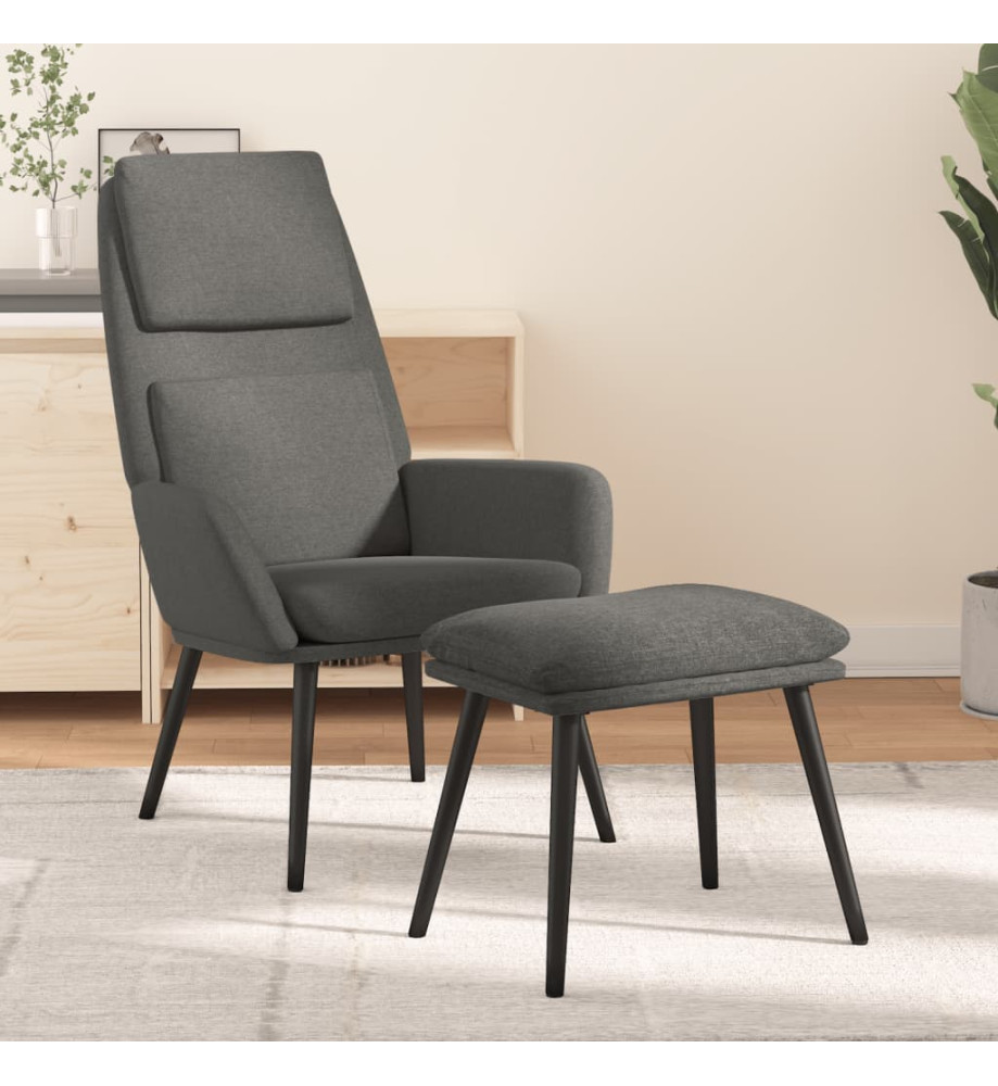 Chaise de relaxation avec tabouret Gris clair Tissu