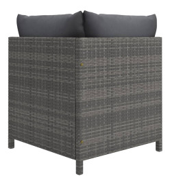 Canapé d'angle sectionnel avec coussins Gris Résine tressée
