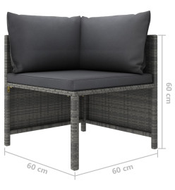 Canapé d'angle sectionnel avec coussins Gris Résine tressée