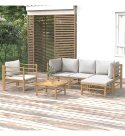 Salon de jardin 6 pcs avec coussins gris clair bambou