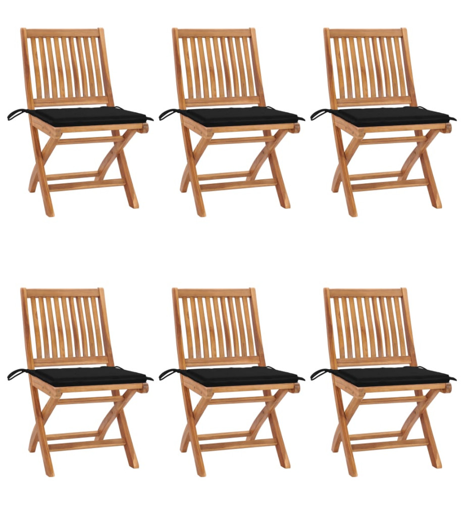 Chaises pliables de jardin avec coussins 6 pcs Bois de teck Chaises pliables de jardin avec coussins 6 pcs Bois de teck