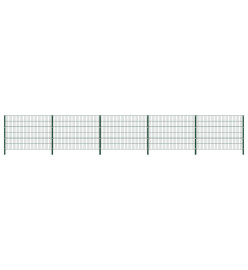 Panneau de clôture avec poteaux Fer 8,5 x 1,2 m Vert