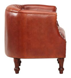 Fauteuil tube Marron 62x58x65 cm Cuir véritable