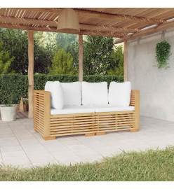 Canapés d'angle de jardin et coussins 2 pcs Bois de teck massif