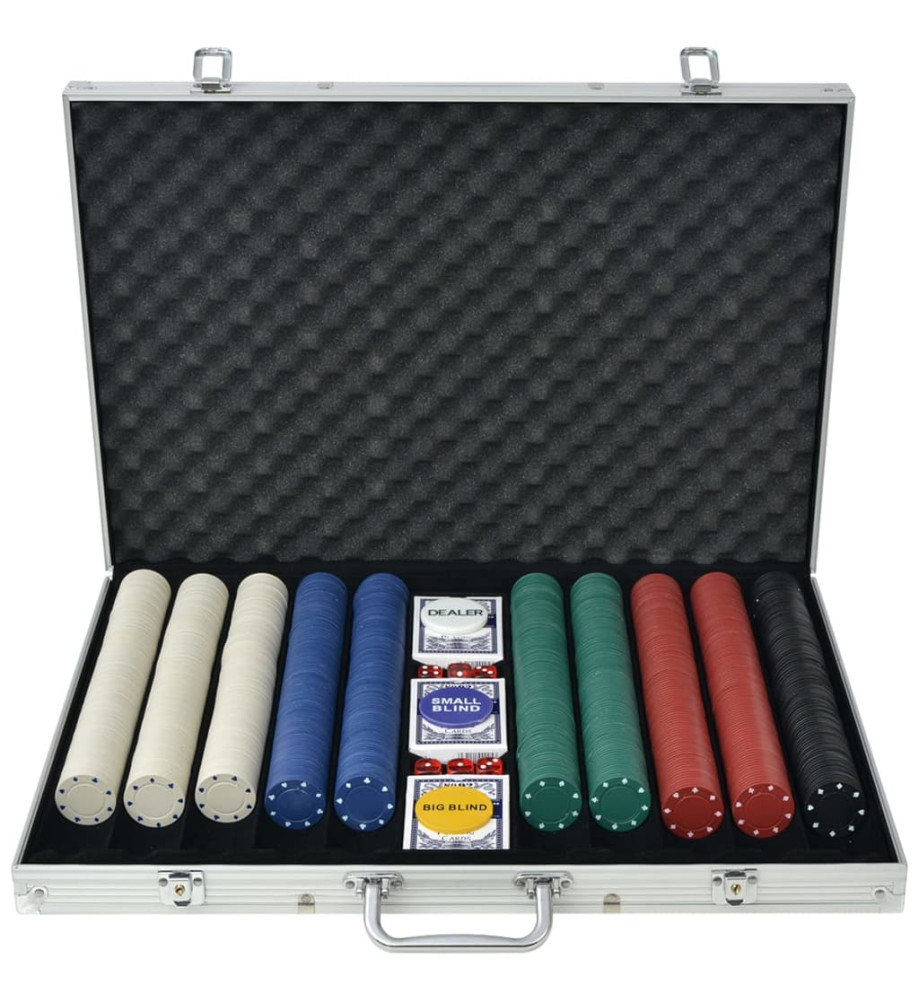 Jeu de poker avec 1000 jetons Aluminium