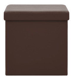 Tabourets de rangement pliables lot de 2 marron PVC