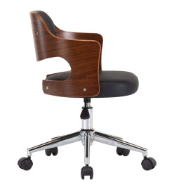 Chaise pivotante de bureau Noir Bois courbé et similicuir