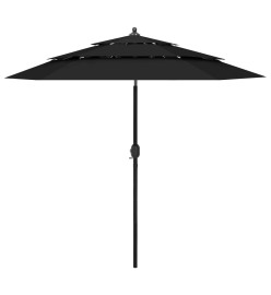 Parasol à 3 niveaux avec mât en aluminium Noir 2,5 m