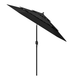 Parasol à 3 niveaux avec mât en aluminium Noir 2,5 m