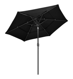 Parasol à 3 niveaux avec mât en aluminium Noir 2,5 m