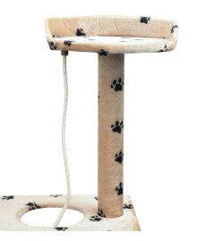 Arbre à chat et griffoir Sisal 150 cm Empreintes de pattes Beige