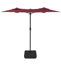 Parasol à double tête avec LED rouge bordeaux 316x240 cm