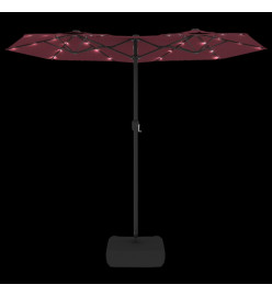 Parasol à double tête avec LED rouge bordeaux 316x240 cm