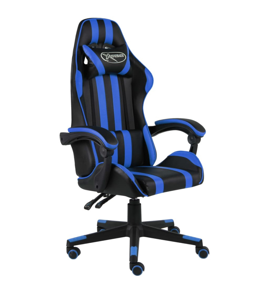 Fauteuil de jeux vidéo Noir et bleu Similicuir