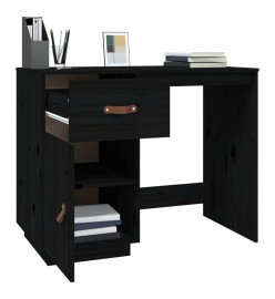 Bureau Noir 95x50x75 cm Bois massif de pin