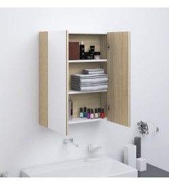 Armoire à miroir de salle de bain 60x15x75cm MDF Blanc et chêne