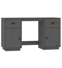 Bureau avec armoires Gris 135x50x75 cm Bois massif de pin