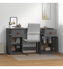 Bureau avec armoires Gris 135x50x75 cm Bois massif de pin