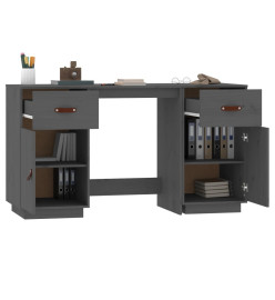 Bureau avec armoires Gris 135x50x75 cm Bois massif de pin