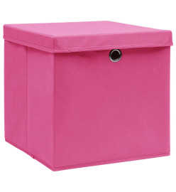 Boîtes de rangement avec couvercles 10 pcs 28x28x28 cm Rose