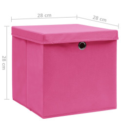 Boîtes de rangement avec couvercles 10 pcs 28x28x28 cm Rose