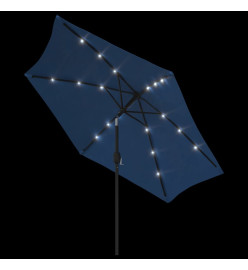 Parasol d'extérieur avec LED et mât en acier 300 cm Azuré