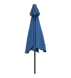 Parasol d'extérieur avec LED et mât en acier 300 cm Azuré