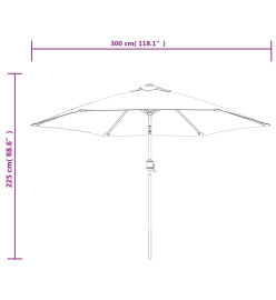 Parasol d'extérieur avec LED et mât en acier 300 cm Azuré