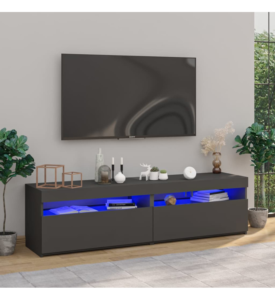 Meubles TV 2 pcs avec lumières LED Gris 75x35x40 cm